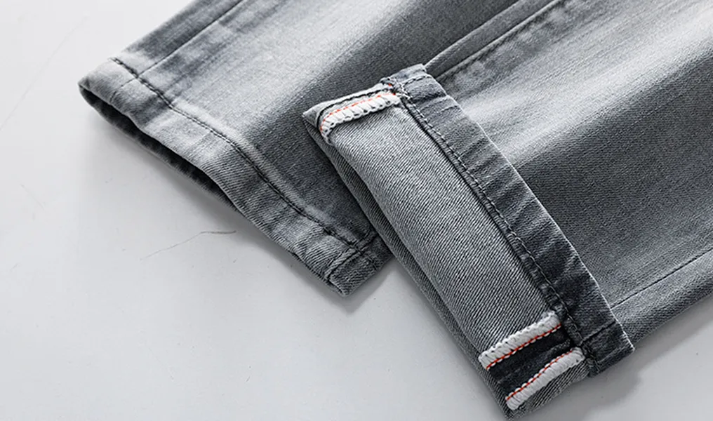 Jeans alla moda di lusso Pantaloni da uomo slim stretch stampati il tempo libero grigi