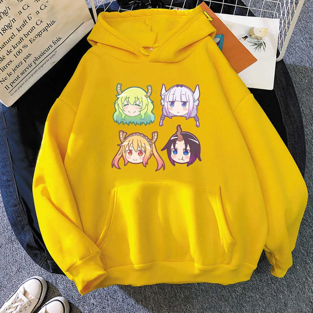 Funny Anime Miss Kobayashi's Dragon Maid Hoodies Tops Harajuku Cartoon Kawaii Tohru Friends Print Winter Casual Sweatshirt Hoody G1019