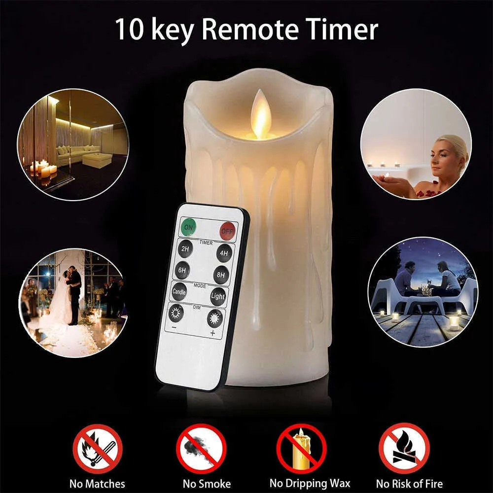 LED Candle Flameless Flickering Electrical Paraffin With Remote Lovely Night Light Home Decoration Wedding Party Supplies 210702