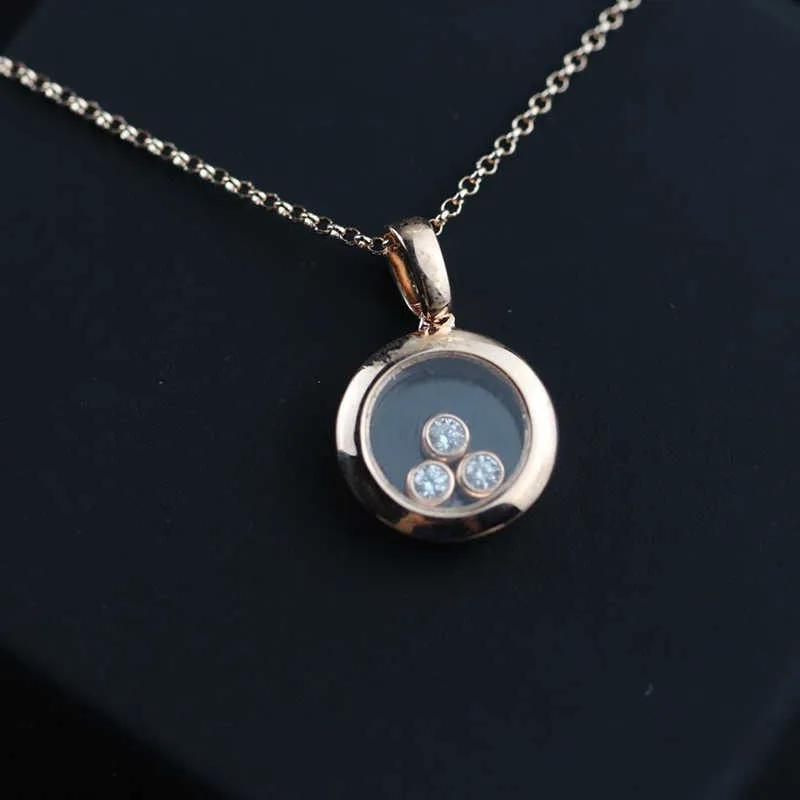 2022 New Pure 925 Sterling Silver Jewelry For Women Beach Necklace Slide Stone Pendants Happy Move Diamond Design Luxury Brand1033655