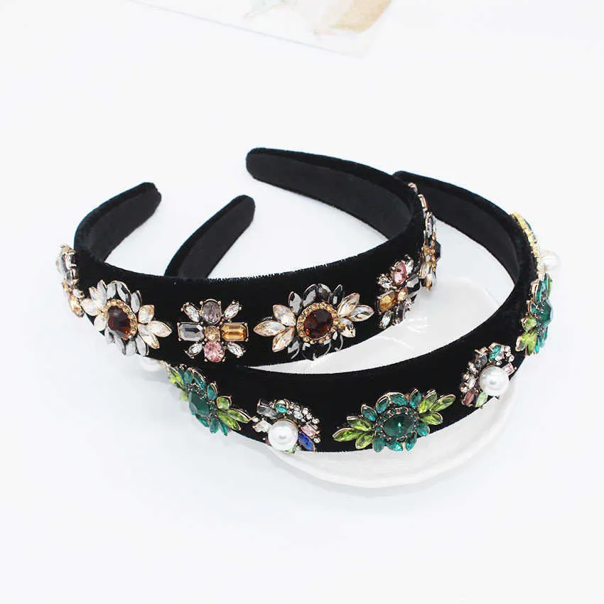 Jewel Hairband Wedding Hair Accessories Luxury Charm Baroque Sequins Bead Crown Tiara Hair Bands Crystal Headband X0722