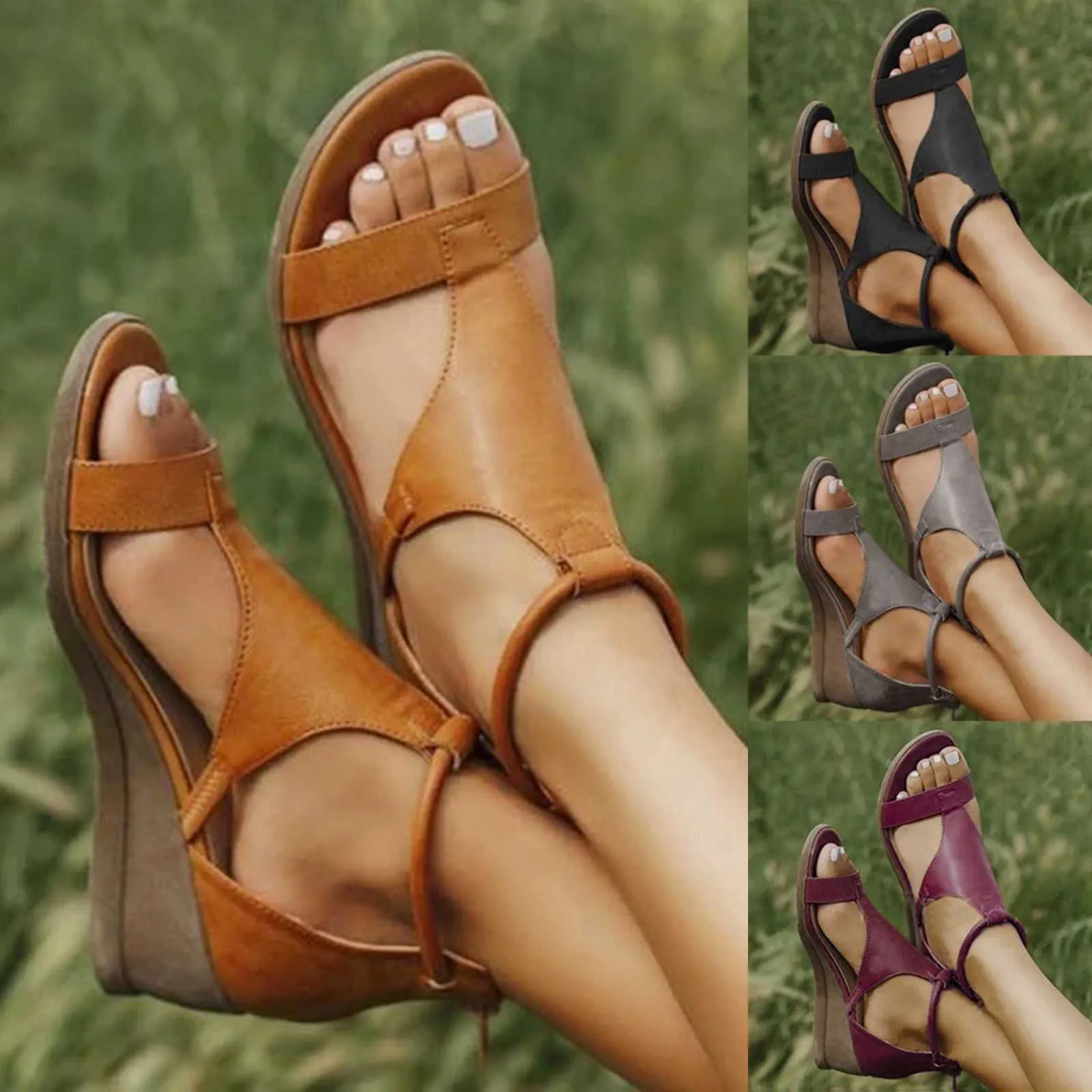 Femmes sandales 2021 femmes plate-forme sandales plate-forme chaussures à semelles compensées pour femmes été Sandalias Mujer décontracté fermeture éclair tongs d7 Y0721