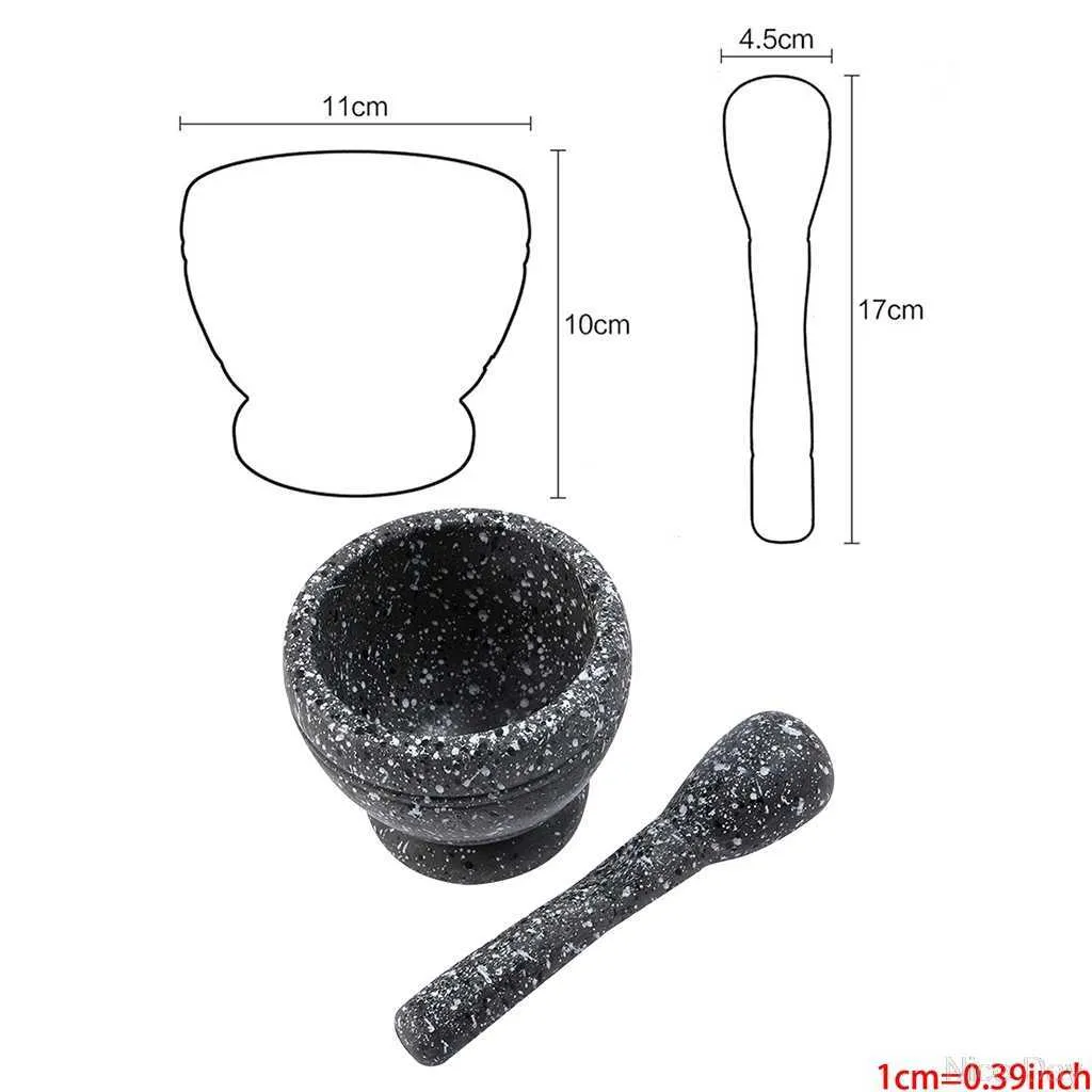 Resin Mortar Pestle Tool Set 11cm Large Kitchen Herbs Spices Food Shreding Grinding For DIY Sauce Making Mills My18 210611