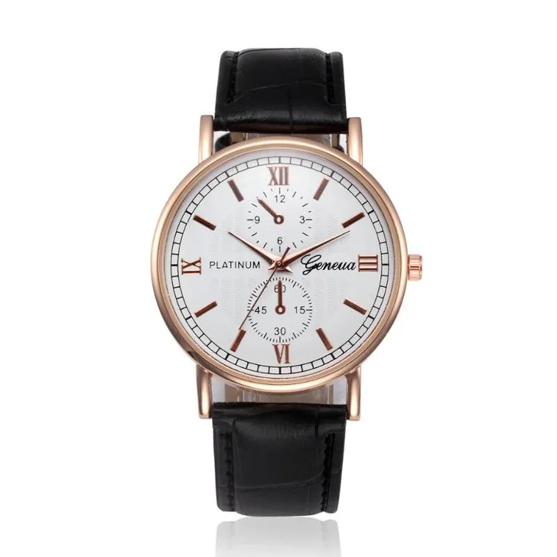 Horloges Genève Romeinse Cijfers Nep Ogen Heren Horloge Mode Riem Casual Business Klok Merk Quartz Relogio Masculino296e