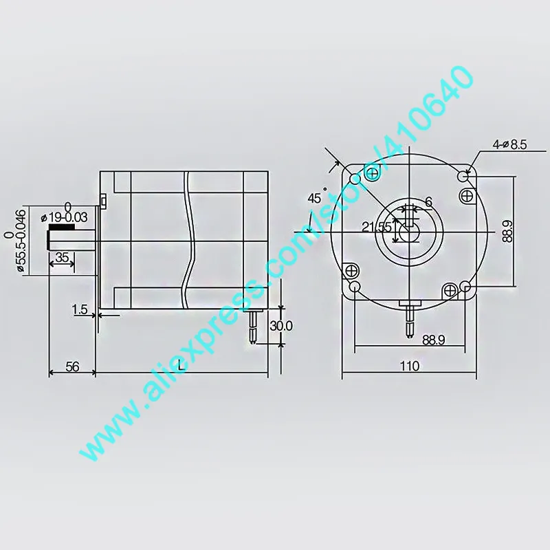 Leadshine Stepper Motor 110HS12Z 12N.m Torque 115 mm Length 6A Current 4 Wires Work With Leadshine Motor Drivr DM1182 or DM2282