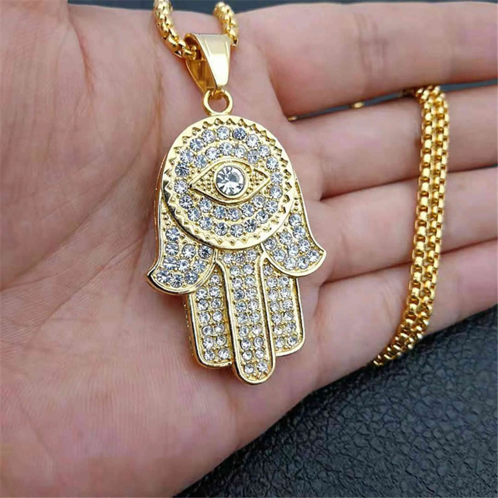 Collier pendentif arabe Hamsa pour femmes et hommes, amulette en acier inoxydable, couleur argent, main de Fatima, ras du cou, bijoux islamiques, livraison directe