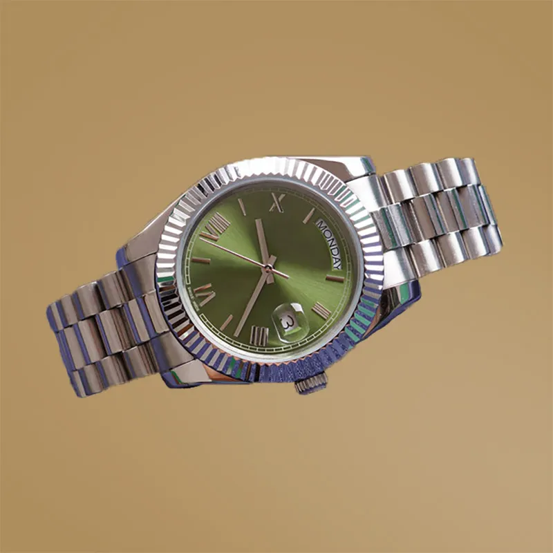 sichu1 - Top Montres Hommes 40MM Vert Rome Numéro Visage Grande Date Mécanique Automatique Montre Hommes Verre Saphir Acier Inoxydable Braceletw228P