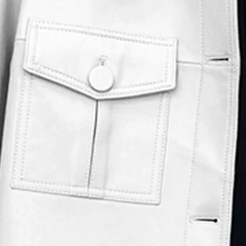 Nerazzurri Spring kort licht Wit lederen jas voor vrouwen Peter Pan Kraag Lange mouw Casual lederen jassen voor vrouwen 210916