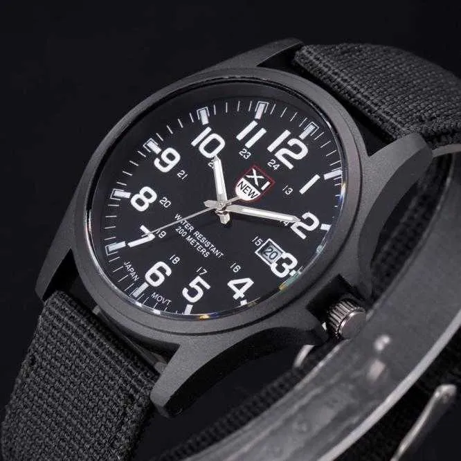 屋外スポーツスタイルの高品質の時計メンズオリーブアナログクォーツスチールリストウォッチフォーマンギフトreloj hombre H10122476