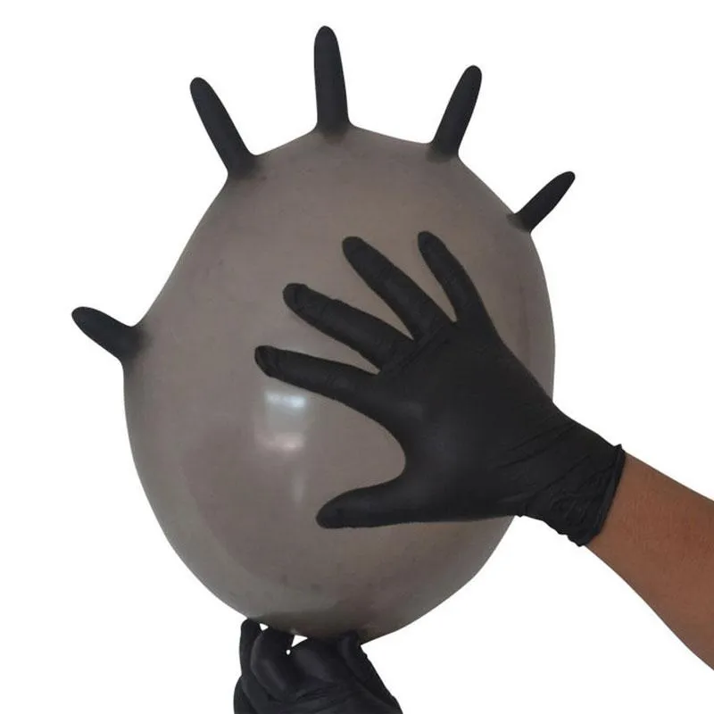 Gants jetables 10 pièces, jardin en Latex noir pour le nettoyage de la maison, caoutchouc restauration alimentaire Tattoo245n