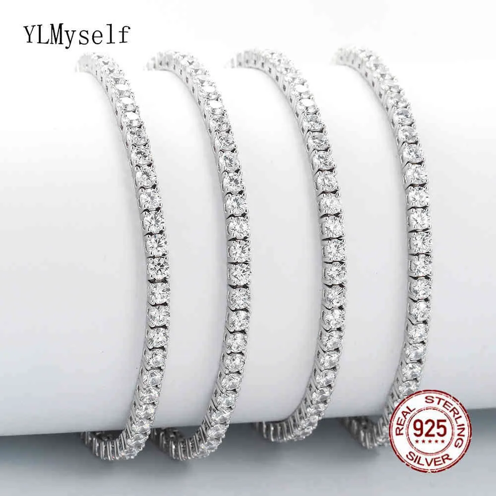 Réel 925 Classique 15-21CM Tennis Bracelets Bijoux 2mm 3mm 4mm 5A Zironia Mariage Éternel De Luxe En Argent Sterling Bracelet288S