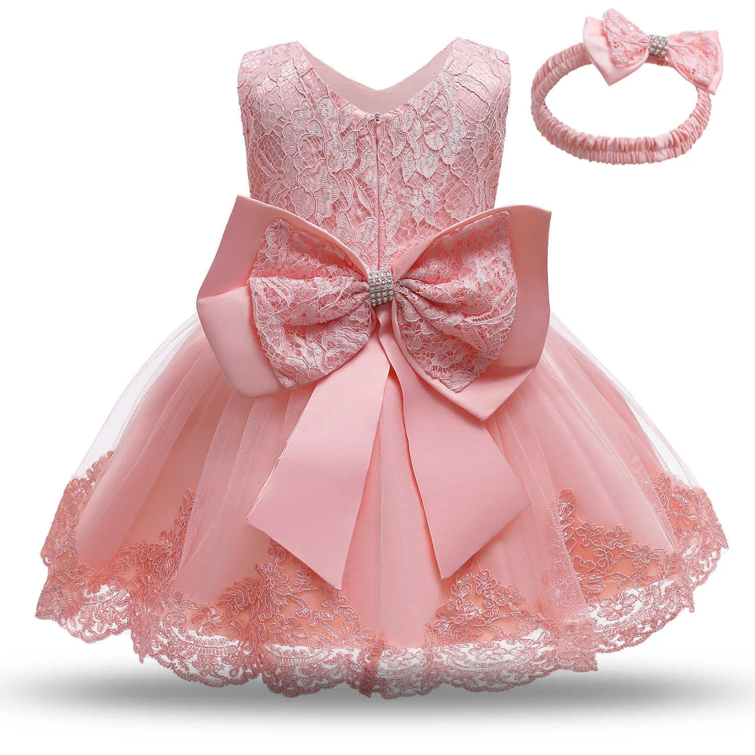 Best selling baby princess dress one year old dress BOW LACE DRESS Baby Dresses