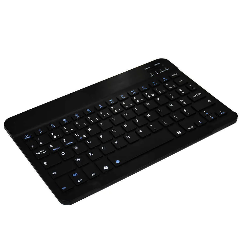 Zienstar 10inch Azerty French Aluminum Mini Wireless Keyboard Bluetooth for Apple iOS Android Tablet Windows PC Lithium Battery 213098409