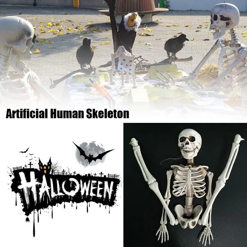 Poseable casa assombrada horror corpo halloween decoração prop artesanato casa pendurado esqueleto humano artificial tamanho de vida completa festa y2225n