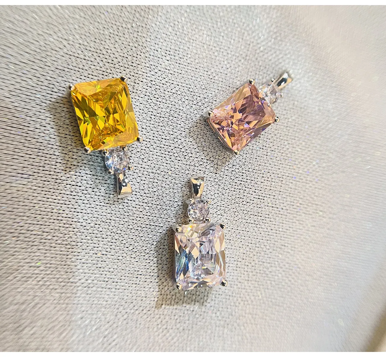 REAL 925 Collier de pendentif argent solide Square 911mm Zirconia Diamond Fine Jewelry For Women Gift XDZ1431679036