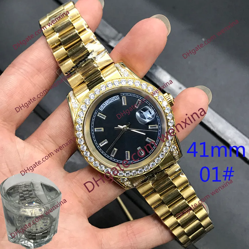 2 Renk Yüksek Kaliteli Elmas İzleme 41mm Mekanik Erkekler Montre de Luxe 2813 Otomatik Çelik Su Geçirmez İzleme