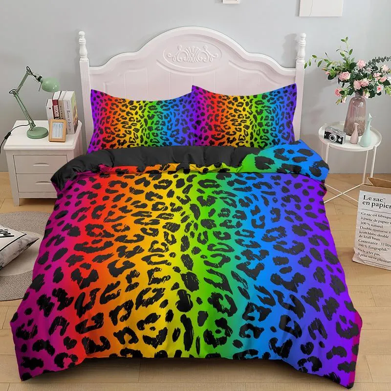 Luxury Leopard Print Bedding Sets Duvet Cover Twin Full Queen King Size Bed Soft Comforter Bedclothes 210309