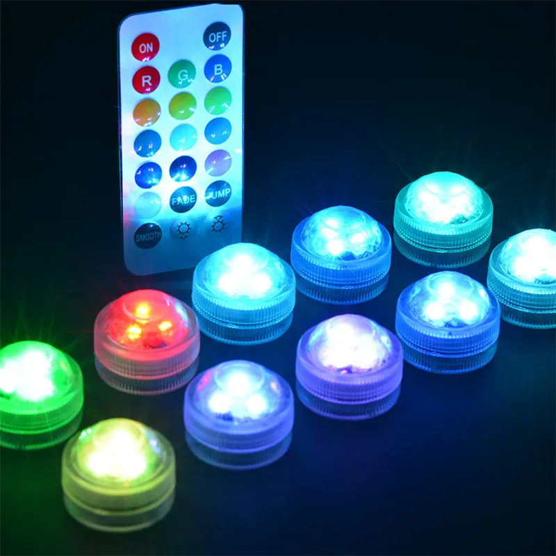 Submersible LED Lights Waterproof RGB Underwater Light For Wedding Tea Lighting Tub Pond Pool Bathtub Aquarium Party Vase Deco227Q