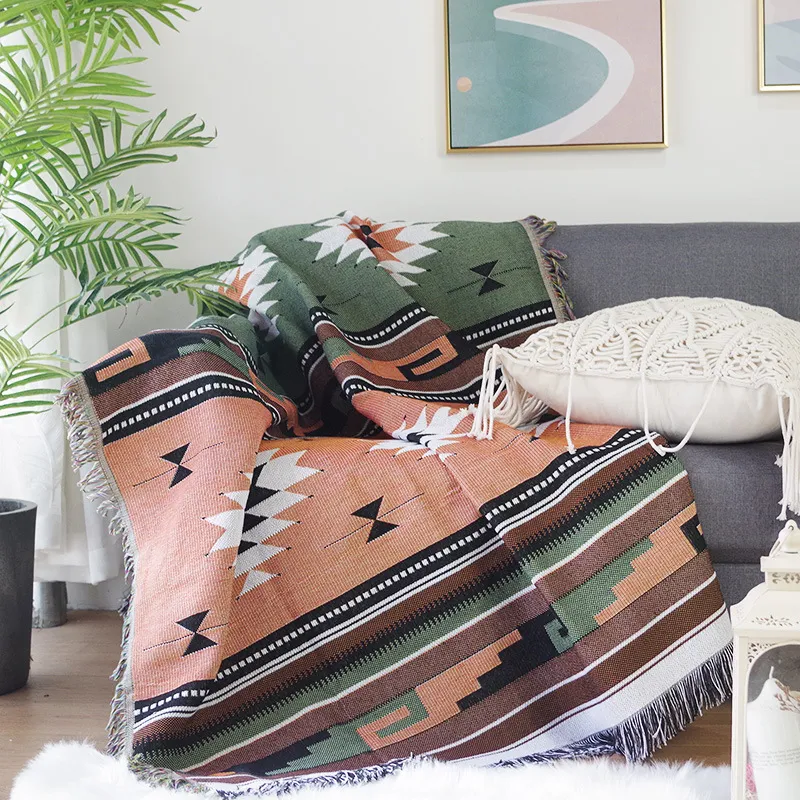 Nordic Throw Blanket Soffa Handduk Dubbelsidig Abstrakt Geometri Blankets Bedspread Room Decoration Carpet Travel Picnic Mat