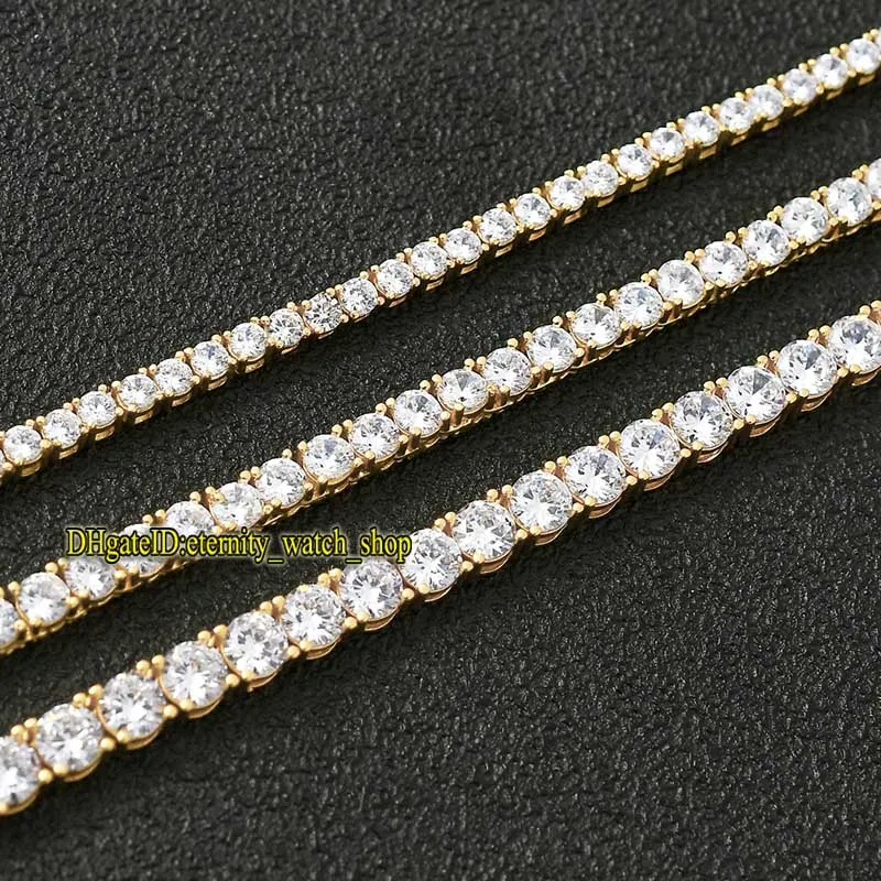 2022 Montres d'éternité Chaîne de tennis Hip-Hop européen et américain 3mm Rose Gold CZ Diamond Mens Iced Out Diamonds Bracelet Collier281T