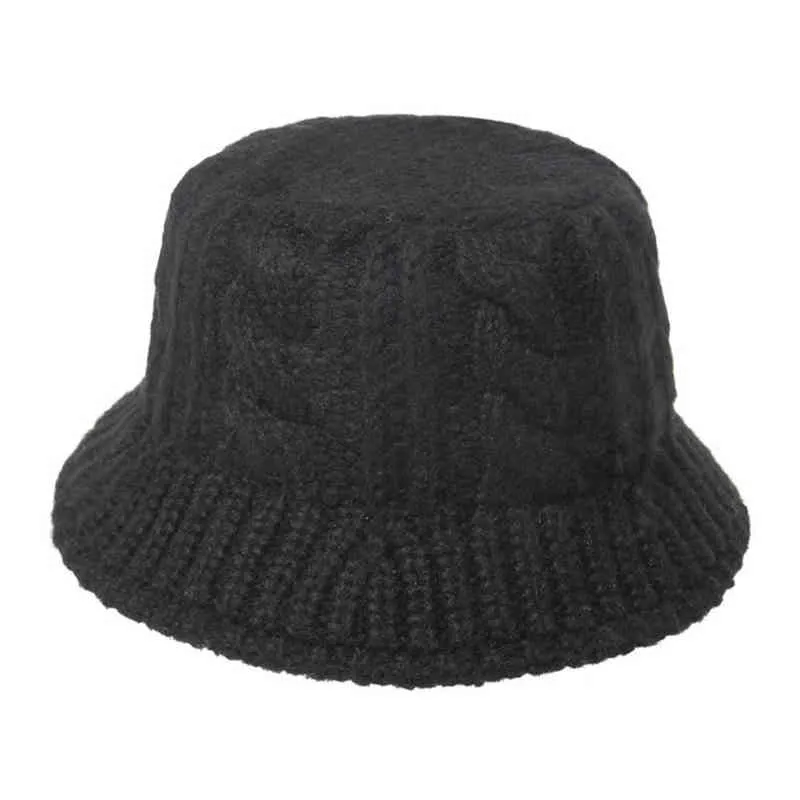 Mode femmes chaud seau chapeaux automne hiver dame en plein air couleur unie tricoté pêcheur chapeau casquette décontractée G220311