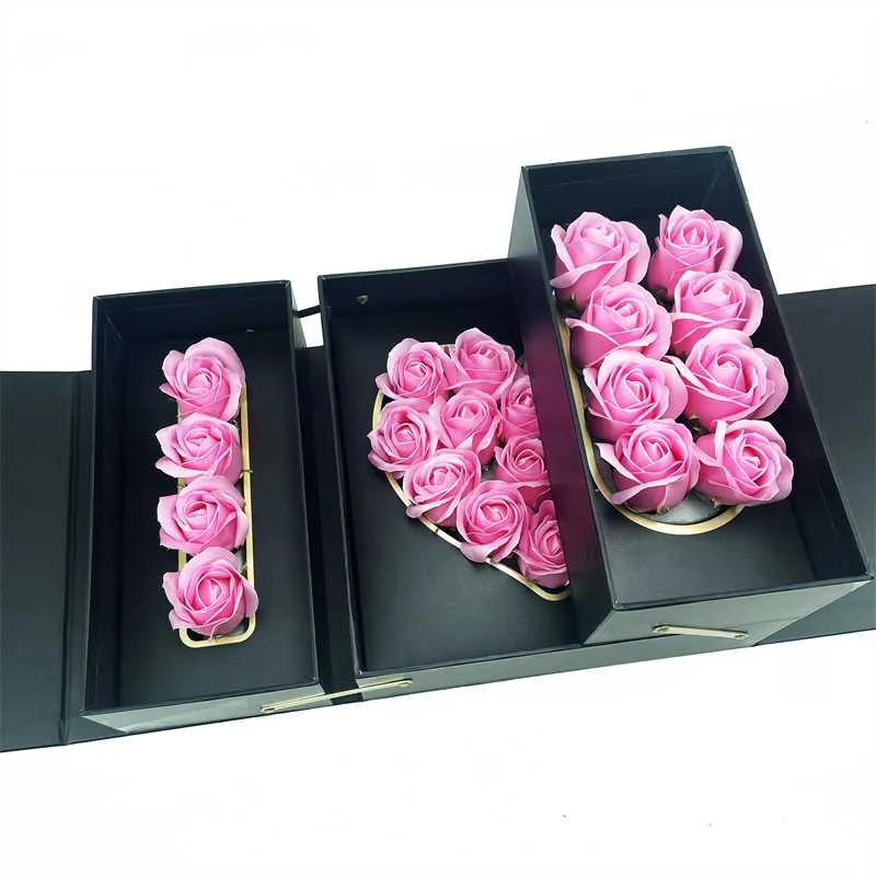 装飾的な花の花輪クリエイティブな香りの人工石鹸私はあなたのギフトボックスウェディングバレンタインデイバースデーギフト260Dの誕生日プレゼント