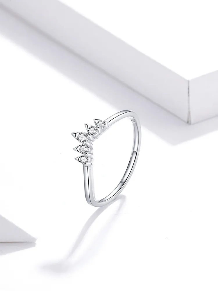 Bamoer 925 пробы, безымянный палец с короной для женщин, винтажные штабелируемые кольца в стиле ретро, серебряные ювелирные изделия, SCR6866065616