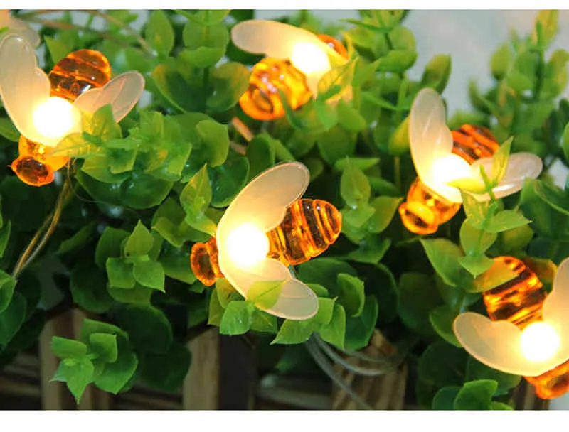 Abeille fée guirlande lumineuse extérieur étanche abeilles à miel décor pour jardin décorations de noël blanc chaud