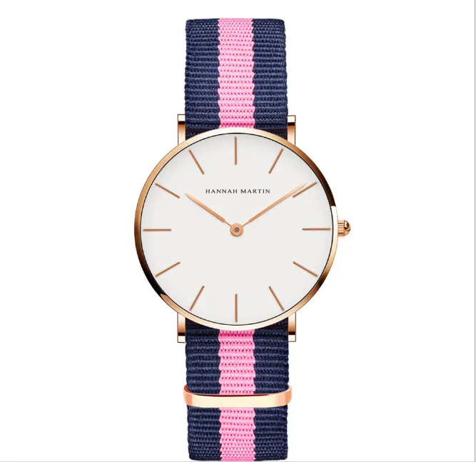 36 mm schlichte Design-Damenuhren, präzise Quarz-Damenuhr, bequemes Lederarmband oder Nylonband, Studenten-Armbanduhren328a