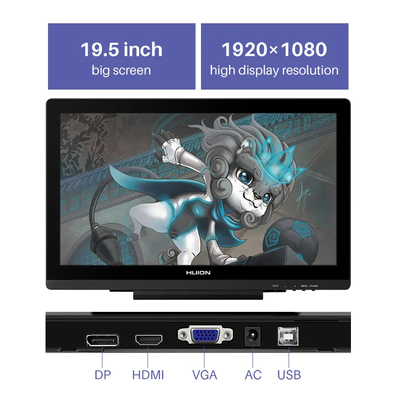 HUION KAMVAS 20 8192LEVELS exibir gráficos digitais desenho tablet monitor da bateria da bateria da bateria