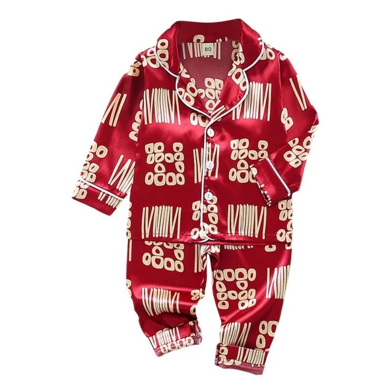 Toddler silke satin pyjamas pyjamas set tecknad film barn pojkar tjejer sovkläder pijama nattkläder kostym tjej hem kläder pojke loungewear 220217