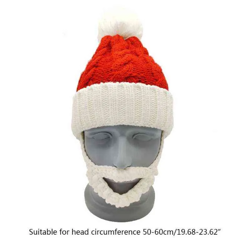 Knitted Santa Hat Beard Crochet Beanie Xmas Holiday Adults Kids Unisex for New Year Festive Holiday Party Supplies Y21111