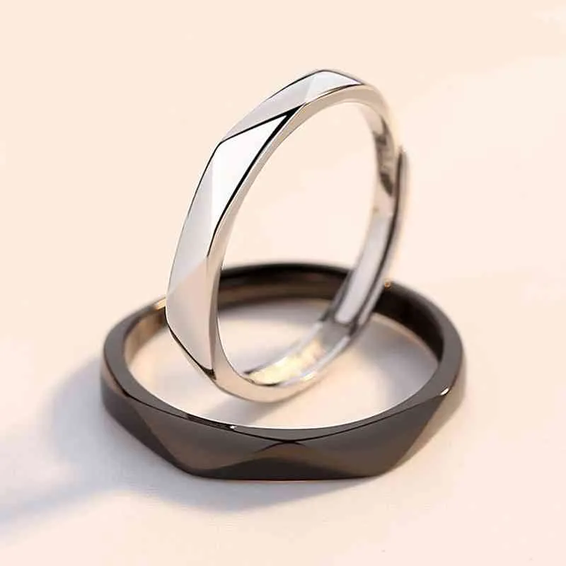 Prosty pierścień para geometryczny może być dopasowany do romb obrączkowy pierścień para zaręczyny biżuteria prezent