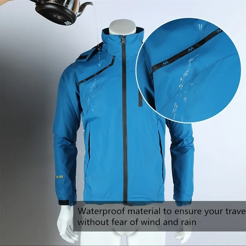 Men's Raincoat Oversize Outdoor Jacket Keep Warm Waterproof Women's Rain Trench Coat Cloak Male Hooded Rain Clothes With Zipper 201015
