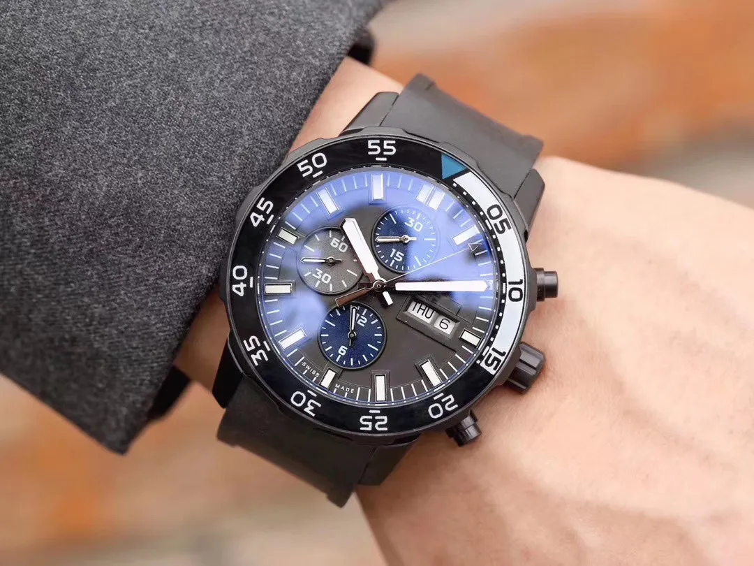 Hochwertige schwarze Kautschukarmbanduhr, Luxus-Marine-Herren-Designer-Edelstahl-Automatik-Quarzwerk, Sportuhr wr327B