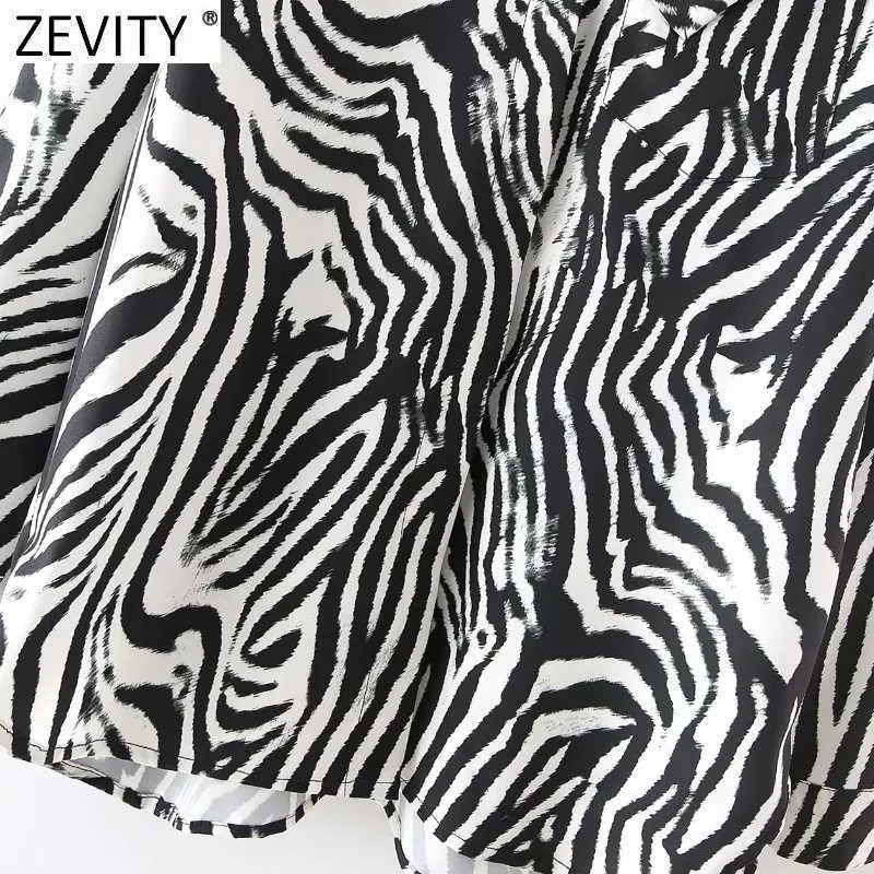 Zevenity Dames Vintage Luipaard Tie Dye Printing Casual Smock Blouse Vrouwelijke Enkele Pocket Shirt Chique Blusas Tops LS7612 210603