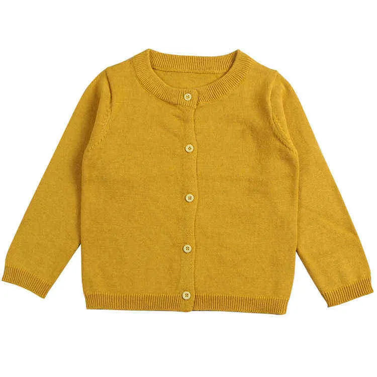 Bébé Enfants Vêtements Garçons Filles Bonbons Couleur Tricoté Cardigan Pull Enfants Printemps Automne Coton Usure Extérieure Chandail Cardigan 211106