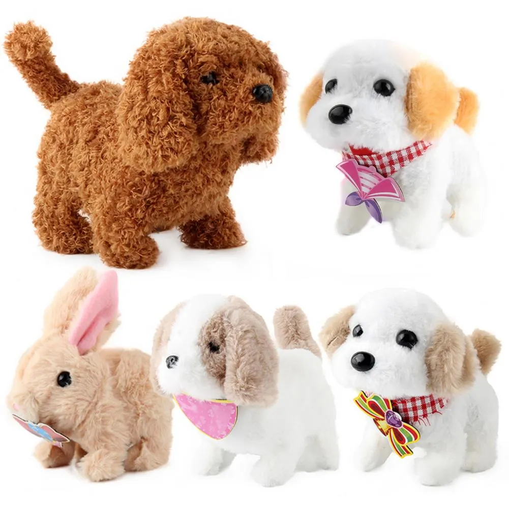 Poupée électrique en peluche pour animaux de compagnie, jouet de Simulation mignon, chiot, Robot intelligent marchant, jouets interactifs pour enfants