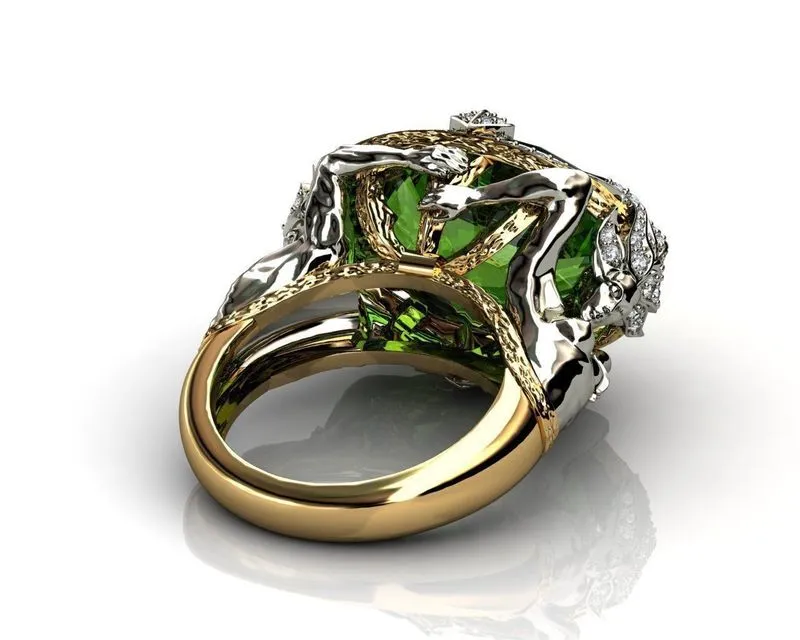 14k amarelo cor ouro esmeralda anel de pedra preciosa para mulheres fina anillos de anel bijoux femme jóias bizuteria jade 220309