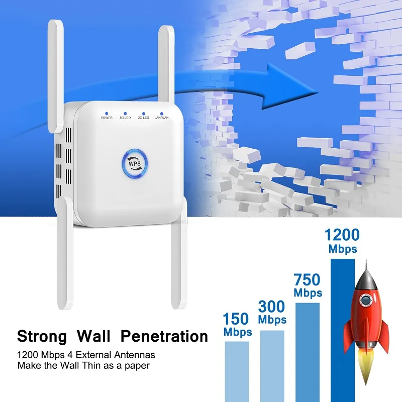 5G Dange Range Wi-Fi Repeater Wi-Fi Усилитель сигнала Wi-Fi Удлинитель Wi-Fi Удлинитель WiFi Booster 1200m 5 ГГц Беспроводной ретранслятор Wi Fi 5 ГГц