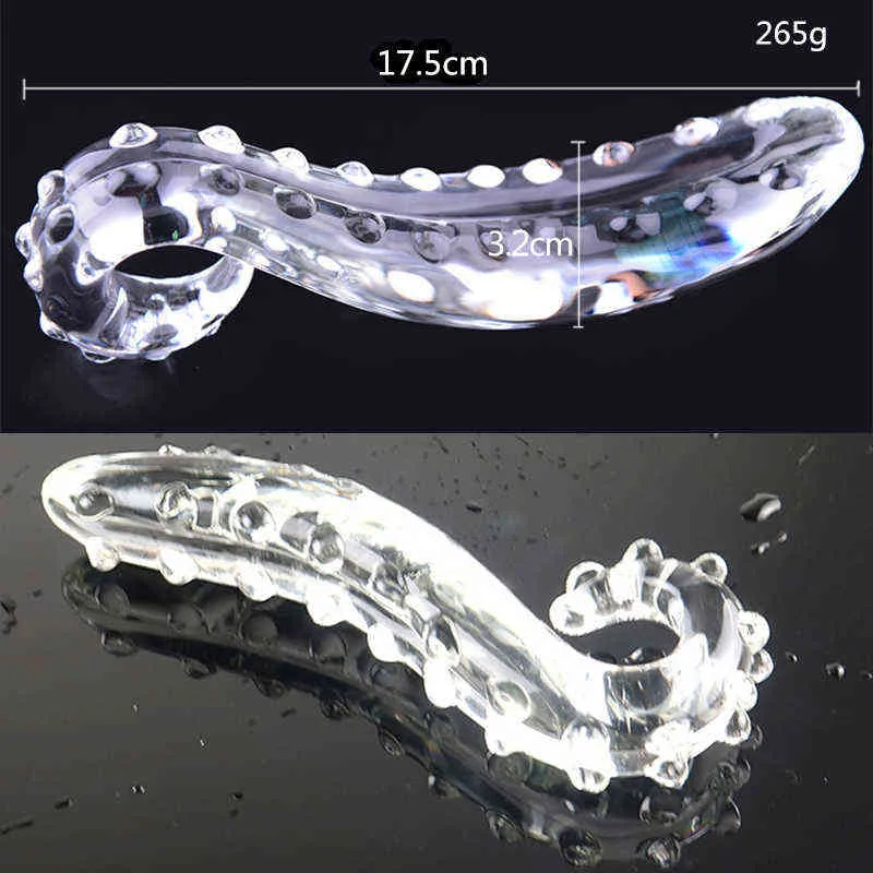 NXY Anal toys Pink White Hippocampus Tentacle Textured Sensual Glass Dildo Realistic Adults Butt Plug Sex Toys_voghion.com
