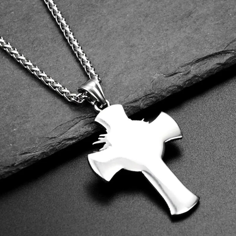 Anhänger Halsketten Christus Jesus Kruzifix Halskette Edelstahl Christian Dornen Krone für Männer Frauen religiöser Schmuck270a