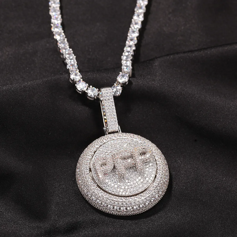 A-Z letras de nome personalizado colares de ouro moda masculina hip hop jóias gelado para fora rotativa carta pingente colar255s