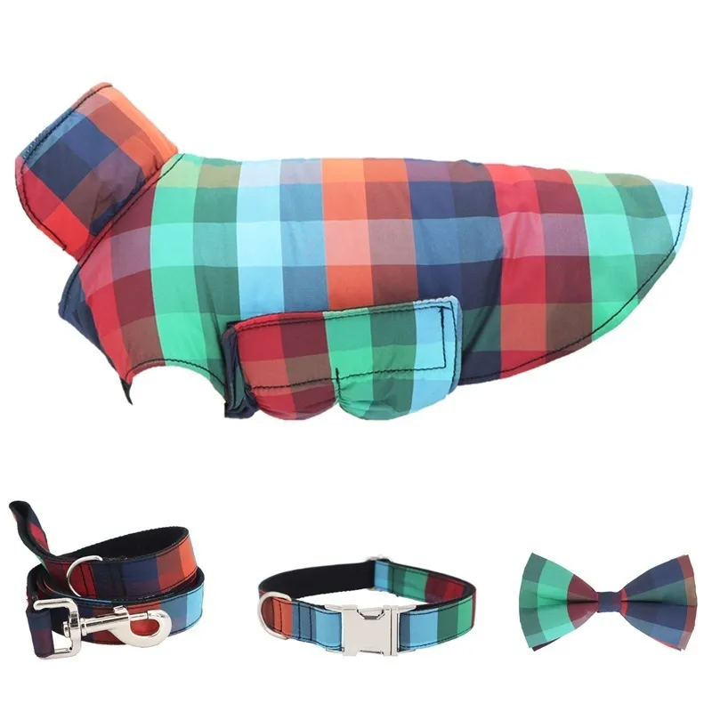 soft plaid Dog Collar Bow Tie Metal Buckle for Big Small Dog&Cat Pet Accessories Y200515