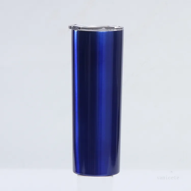 Skinny Tumbler 20 Unzen Edelstahl doppelwandig hohe Weingläser schlanke vakuumisolierte Tasse mit Dichtungsdeckeln 31 Farben Seeversand T2I52207