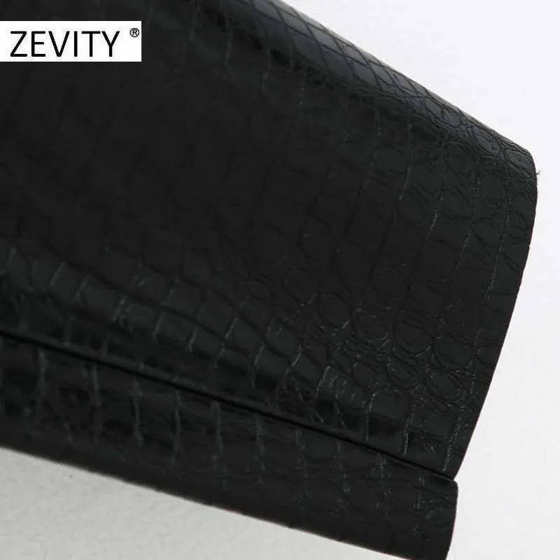 ZEVITY Kadın Moda Yılan Cilt Desen PU Deri Kalem Pantolon Kadın Fermuar Rahat Ince Uzun Pantolon Chic Sonbahar Pantolon P938 210603