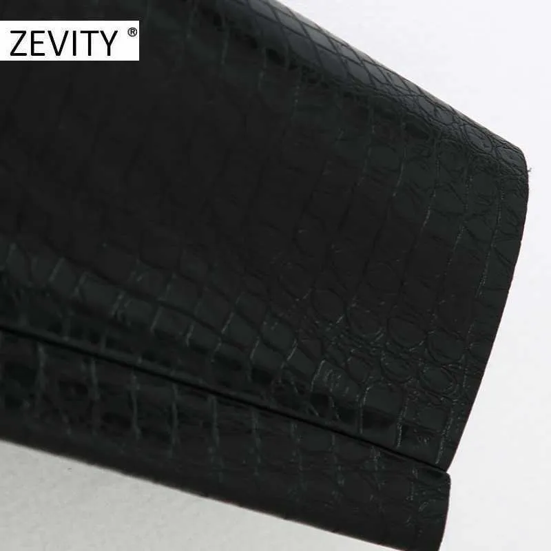 ZEVITY Women fashion snake skin pattern PU leather pencil pants female zipper casual slim long Trousers chic autumn pants P938 210603