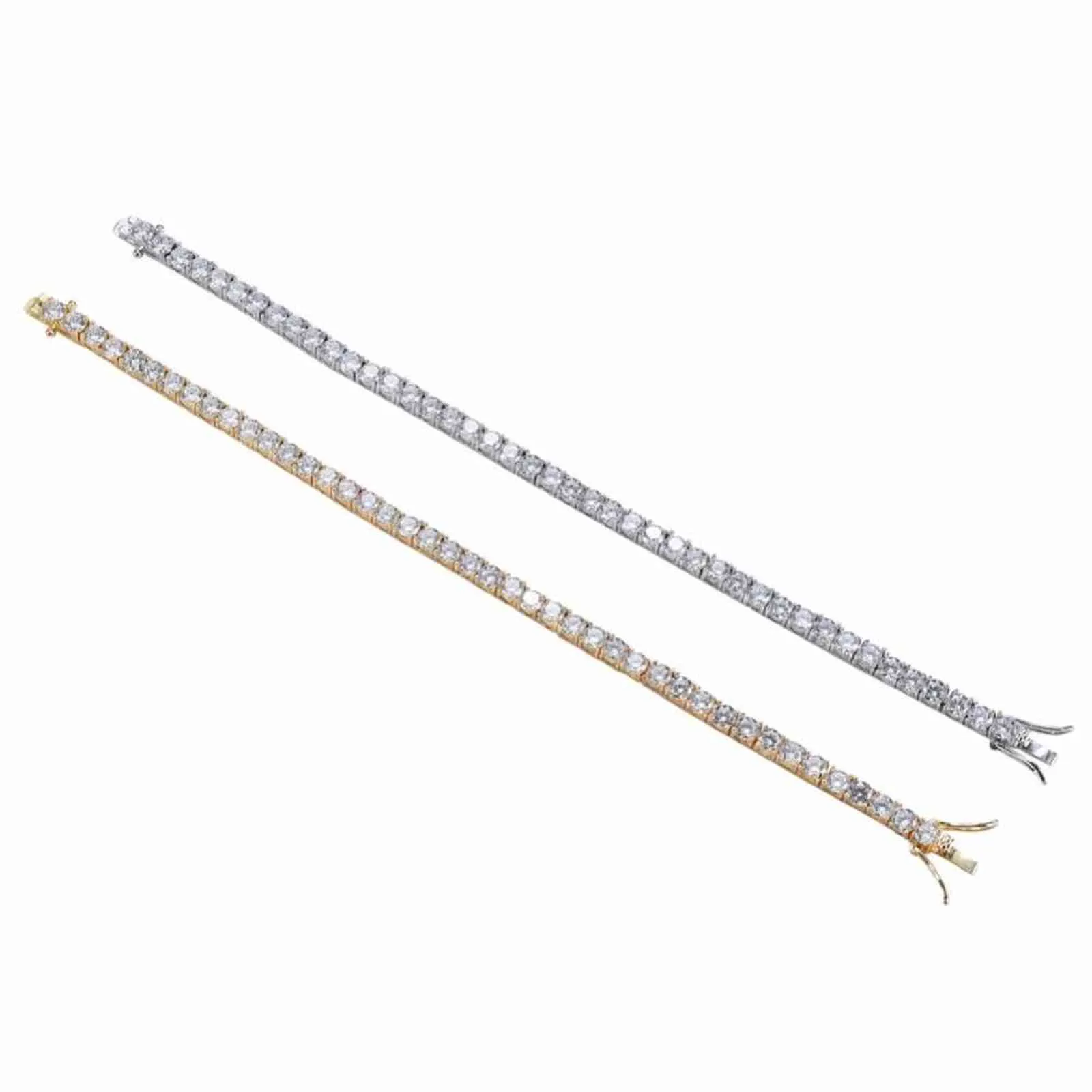 Brass Tennis Bracelet AAA CZ Bling 3mm 4mm 5mm 1 Row Cubic Zirconia For Men And Women Iced Out Jewelry BB019 211124