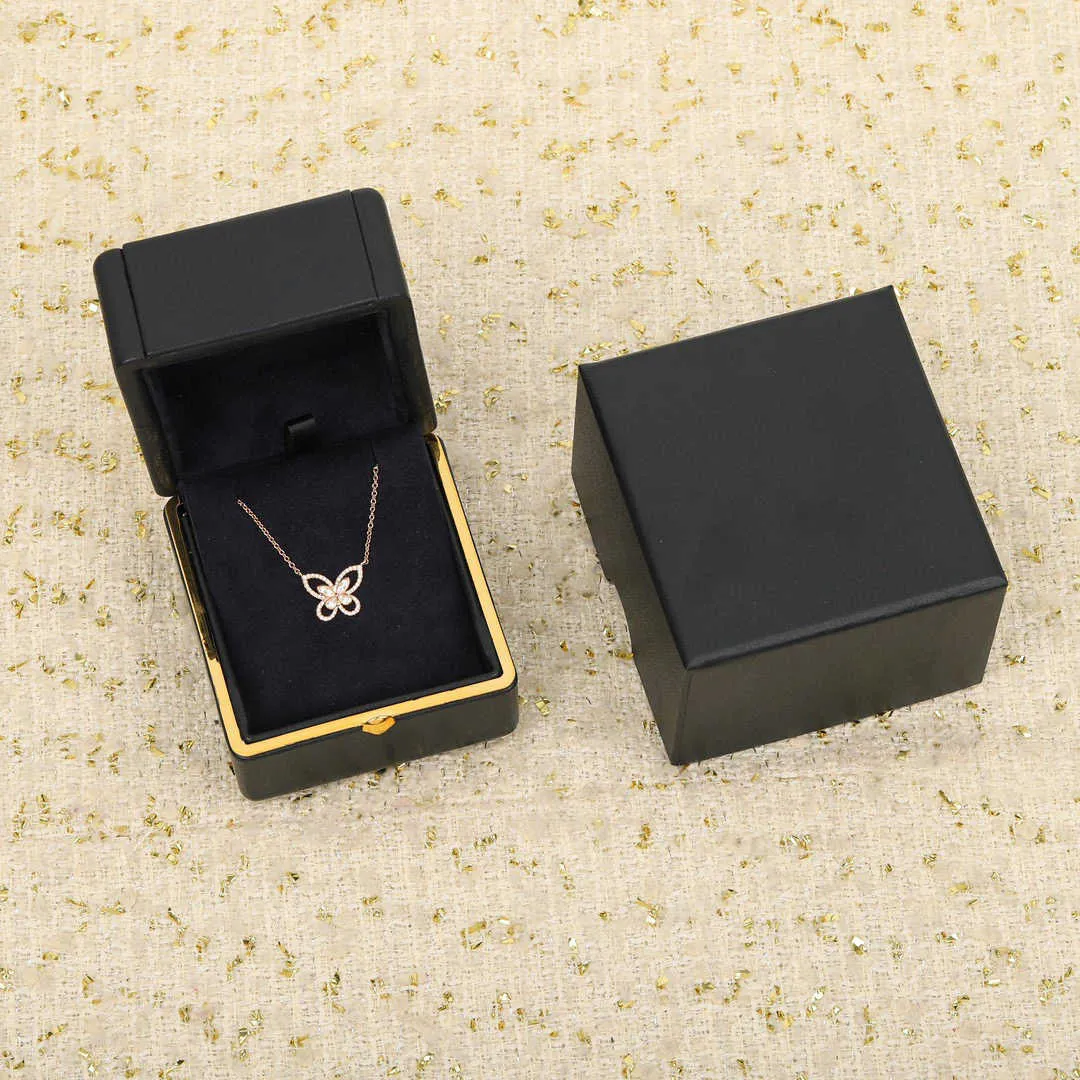 Novo 2022 marca superior pura 925 prata esterlina jóias feminino rosa ouro borboleta diamante pingente colar adorável fino luxo qualidade200q
