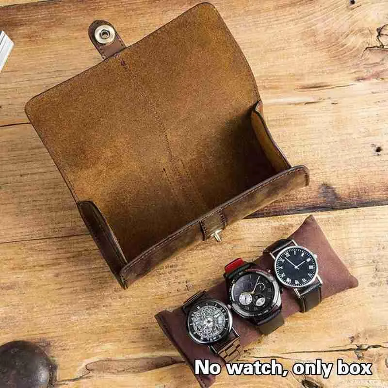 Коробки для часов Чехлы Рулонная коробка для показа Кожаный дорожный футляр Наручный чехол для хранения часов F2T0289x